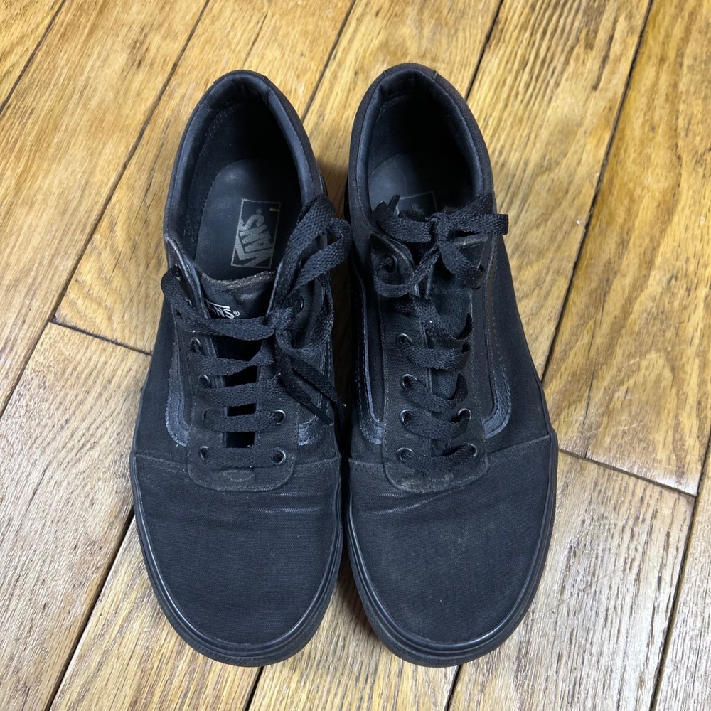 Vans Old Skool Triple‎ Black Canvas Low Top Skate Shoes Youth 6 Women 7.5